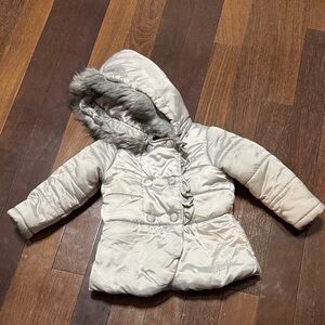 Guess Shiny Silver Puffer Coat